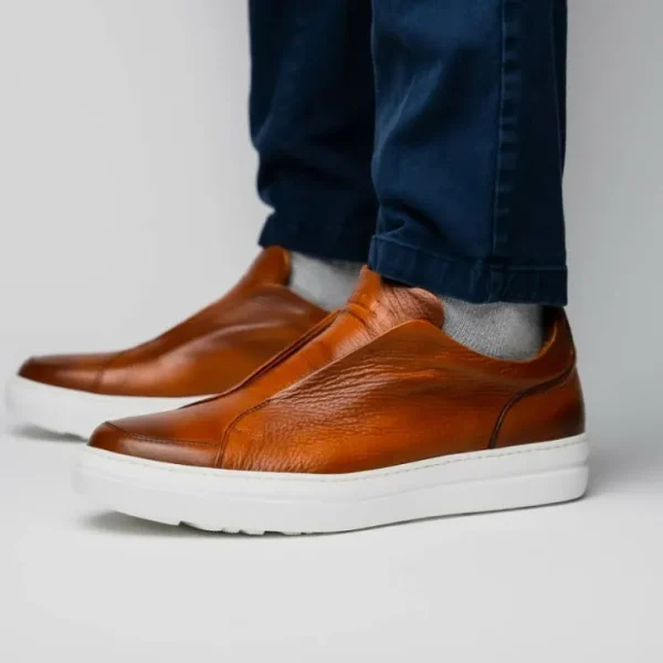 zelli_spettacolare_pebble_12.webp Outlet Zelli Spettacolare Pebble Grain Slip On Sneakers (65-225-CGN) Cognac