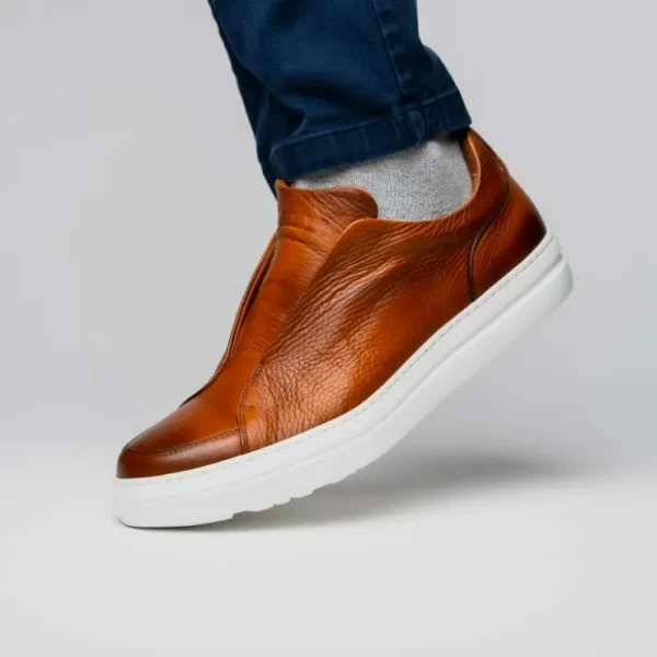 zelli_spettacolare_pebble_13.webp Outlet Zelli Spettacolare Pebble Grain Slip On Sneakers (65-225-CGN) Cognac