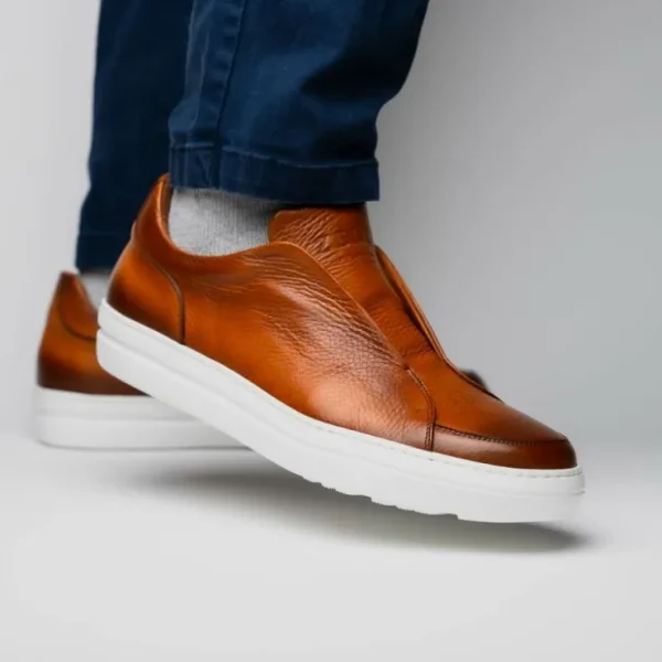 zelli_spettacolare_pebble_14.webp Outlet Zelli Spettacolare Pebble Grain Slip On Sneakers (65-225-CGN) Cognac