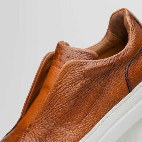 zelli_spettacolare_pebble_2.webp Outlet Zelli Spettacolare Pebble Grain Slip On Sneakers (65-225-CGN) Cognac