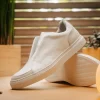 Shop Zelli Spettacolare Pebble Grain Slip On Sneakers (65-225-WHT) White