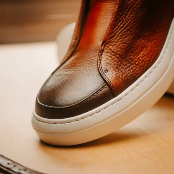 zelli_spettacolare_pebble_7.webp Outlet Zelli Spettacolare Pebble Grain Slip On Sneakers (65-225-CGN) Cognac