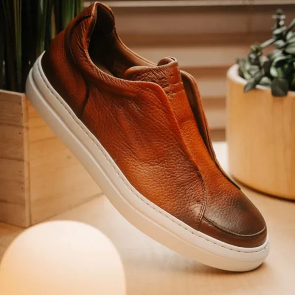zelli_spettacolare_pebble_8.webp Outlet Zelli Spettacolare Pebble Grain Slip On Sneakers (65-225-CGN) Cognac