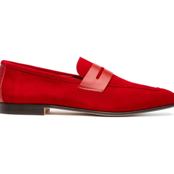 Shop Zelli Tippa Suede / Calfskin Penny Loafers (16-672-) Red
