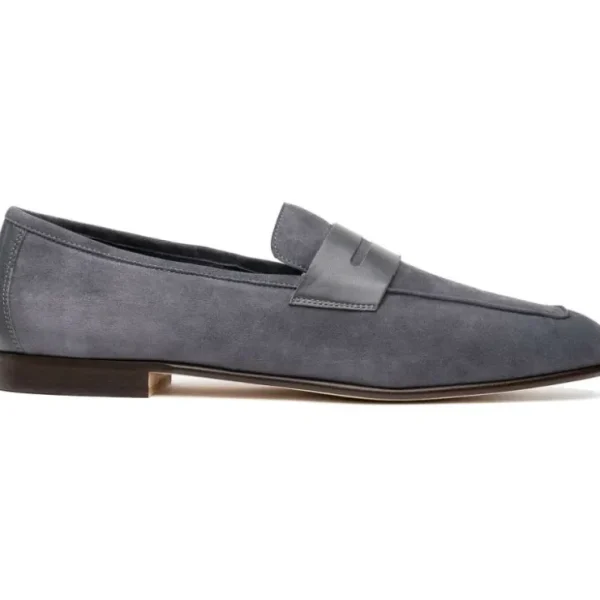 zelli_tippa_suede__calfsk_0.webp Best Zelli Tippa Suede / Calfskin Penny Loafers (16-672-GRY) Grey