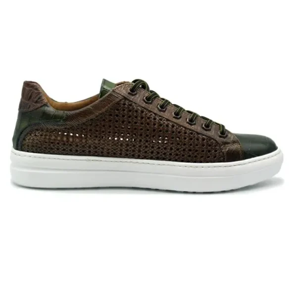 zelli_vento_woven_sneaker_1-1.webp Store Zelli Vento Woven Sneakers Cognac / Green (65-205-CGN) Cognac/Green