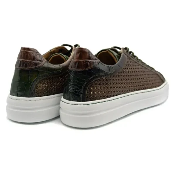zelli_vento_woven_sneaker_2-1.webp Store Zelli Vento Woven Sneakers Cognac / Green (65-205-CGN) Cognac/Green