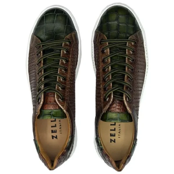 zelli_vento_woven_sneaker_4-1.webp Store Zelli Vento Woven Sneakers Cognac / Green (65-205-CGN) Cognac/Green
