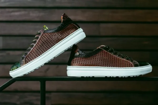 zelli_vento_woven_sneaker_5-1.webp Store Zelli Vento Woven Sneakers Cognac / Green (65-205-CGN) Cognac/Green