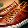 Best Sale Zelli Vivo Italian Tumbled Calfskin Sneakers Safari Tobacco (65-348-CGN) SafariTobacco